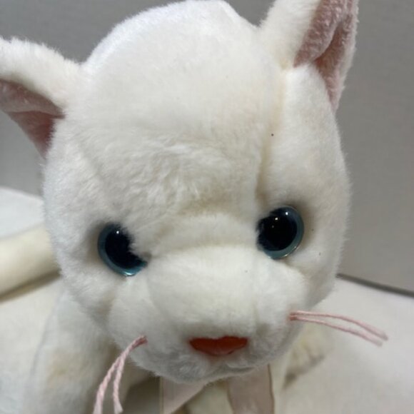 Ty The Beanie Buddy Collection White Cat Blue Eyes Long Tail 1999 Plush Toy - Picture 9 of 12